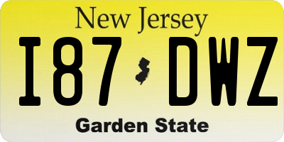 NJ license plate I87DWZ