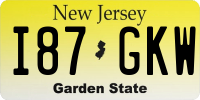 NJ license plate I87GKW