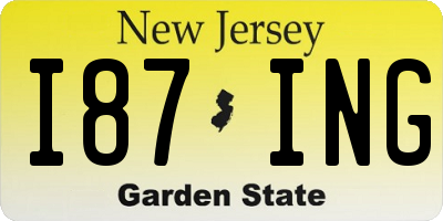 NJ license plate I87ING