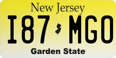 NJ license plate I87MGO