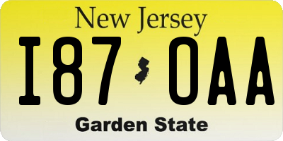 NJ license plate I87OAA
