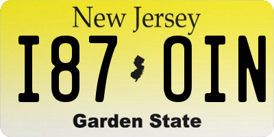 NJ license plate I87OIN