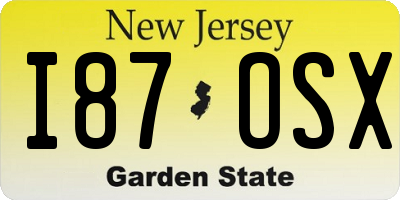 NJ license plate I87OSX