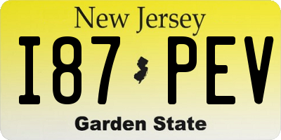 NJ license plate I87PEV
