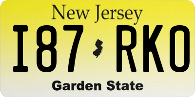 NJ license plate I87RKO