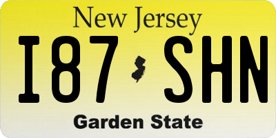 NJ license plate I87SHN