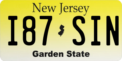 NJ license plate I87SIN