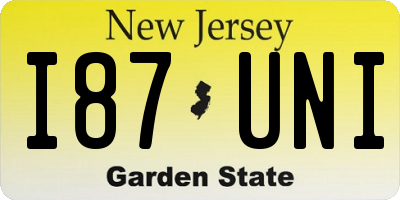 NJ license plate I87UNI