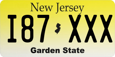 NJ license plate I87XXX
