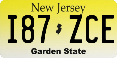 NJ license plate I87ZCE