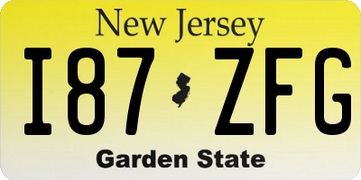 NJ license plate I87ZFG