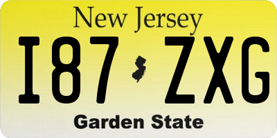 NJ license plate I87ZXG