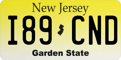 NJ license plate I89CND