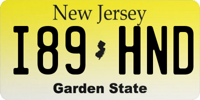 NJ license plate I89HND