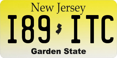 NJ license plate I89ITC