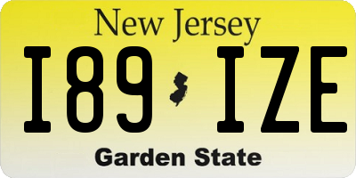 NJ license plate I89IZE