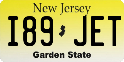 NJ license plate I89JET