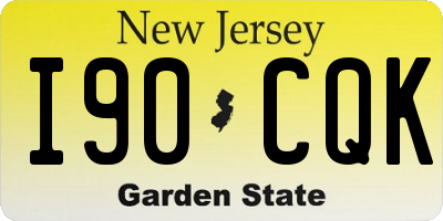 NJ license plate I90CQK