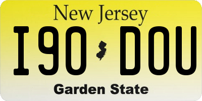 NJ license plate I90DOU