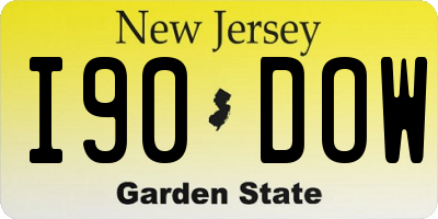 NJ license plate I90DOW