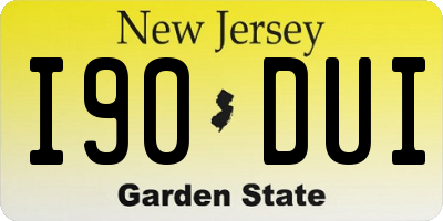 NJ license plate I90DUI