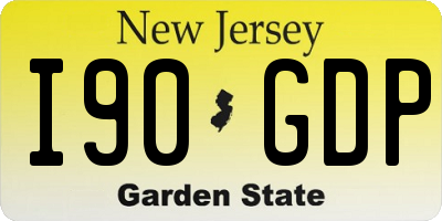 NJ license plate I90GDP