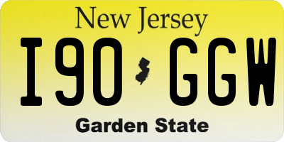 NJ license plate I90GGW
