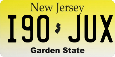 NJ license plate I90JUX