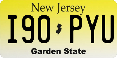 NJ license plate I90PYU