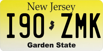 NJ license plate I90ZMK