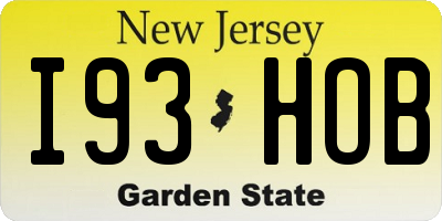 NJ license plate I93HOB