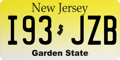 NJ license plate I93JZB