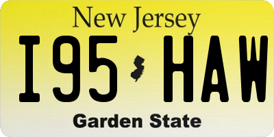 NJ license plate I95HAW