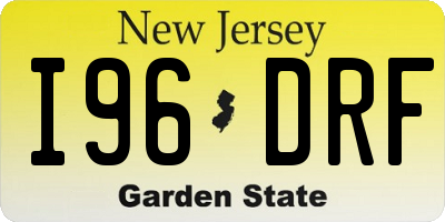 NJ license plate I96DRF