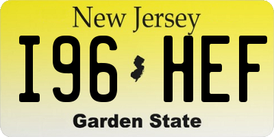 NJ license plate I96HEF