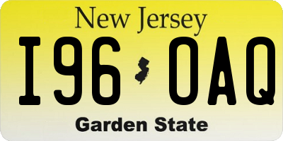 NJ license plate I96OAQ