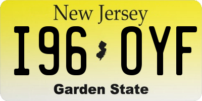 NJ license plate I96OYF