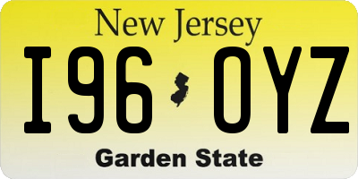 NJ license plate I96OYZ