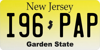 NJ license plate I96PAP