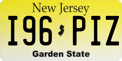 NJ license plate I96PIZ