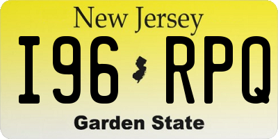 NJ license plate I96RPQ