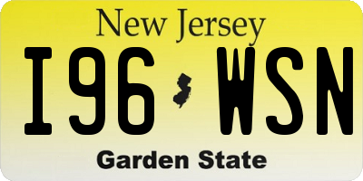 NJ license plate I96WSN