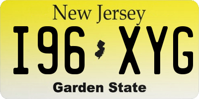 NJ license plate I96XYG
