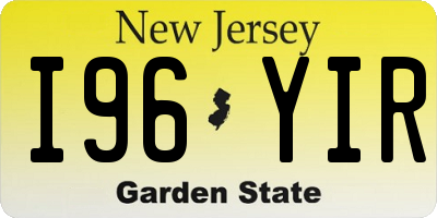 NJ license plate I96YIR