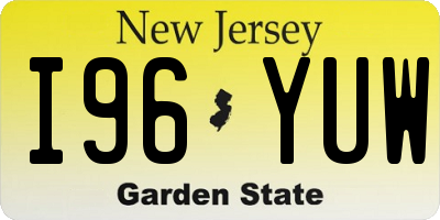 NJ license plate I96YUW