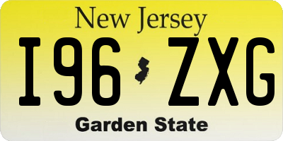 NJ license plate I96ZXG
