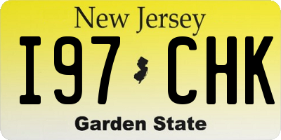 NJ license plate I97CHK