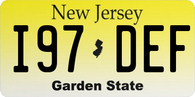 NJ license plate I97DEF