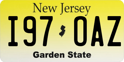 NJ license plate I97OAZ