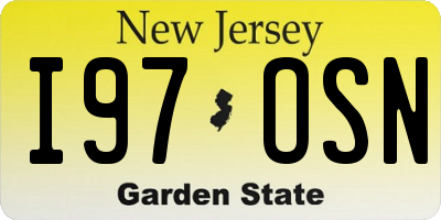 NJ license plate I97OSN
